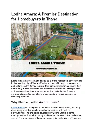 Lodha Amara Kolshet | Flats For Sale in Thane