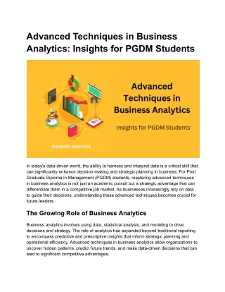 Advanced Techniques in Business Analytics_ Insights for PGDM Students