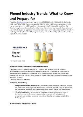 Phenol Industry Trends: What to Know and Prepare for