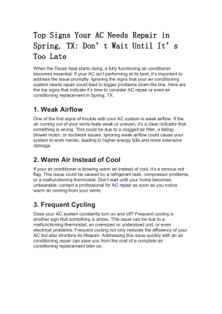 Top Signs Your AC Needs Repair in Spring(1)