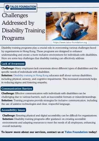 Challenges Addressed by Disability Training Programs