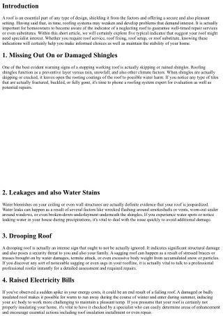 5 Warning Signs of a Failing Roof