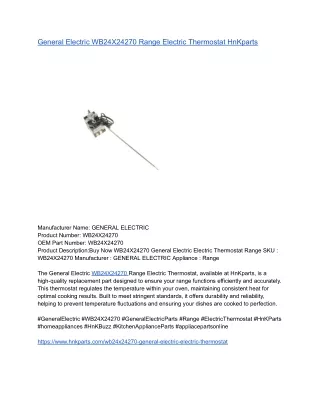 General Electric WB24X24270 Range Electric Thermostat HnKparts