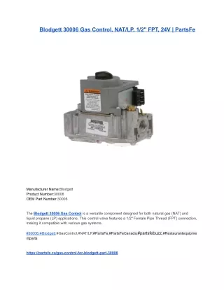 Blodgett 30006 Gas Control, NAT_LP, 1_2_ FPT, 24V _ PartsFe