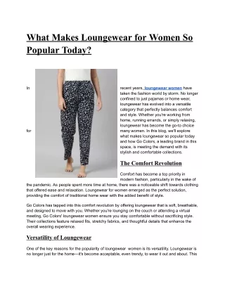 What Makes Loungewear for Women So Popular Today_