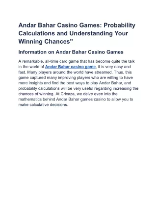 Andar Bahar Casino Games_ Probability Calculations and Understanding Your Winning Chances_