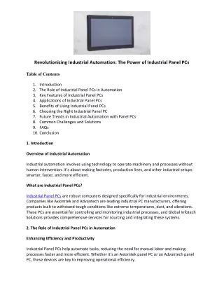 Revolutionizing Industrial Automation The Power of Industrial Panel PCs (1)