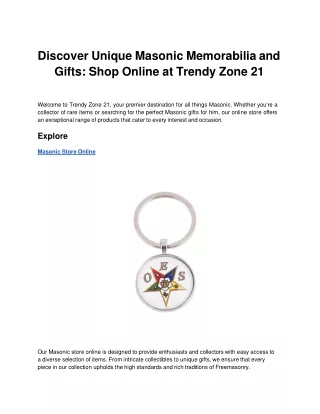 Trendy Masonic Memorabilia and Gifts: Shop Online at Trendy Zone 21