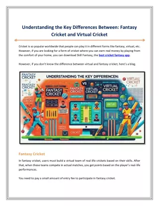 Understanding the Key Differences Between - Fantasy Cricket and Virtual Cricket