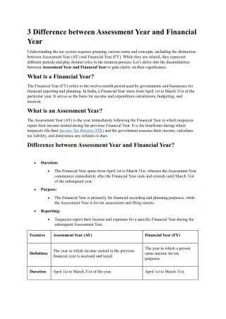 3 Difference between Assessment Year and Financial Year