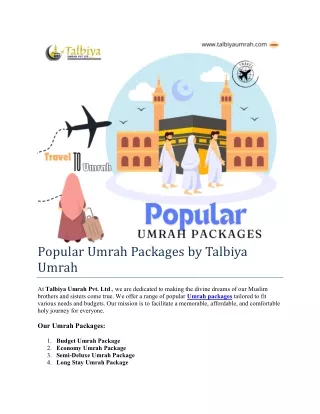 Popular Umrah Packages by Talbiya Umrah