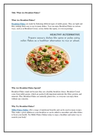 What Are Breakfast Flakes?