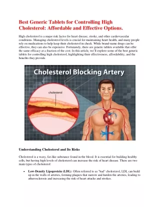 Best Generic Tablets for Controlling High Cholesterol.