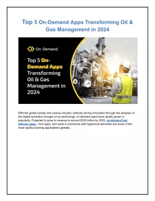 Top 5 On-Demand Apps Transforming Oil & Gas Management in 2024