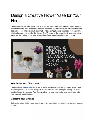 Design a Creative Flower Vase for Your Home