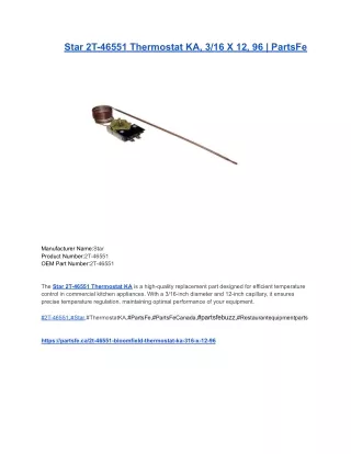 Star 2T-46551 Thermostat KA, 3_16 X 12, 96 _ PartsFe