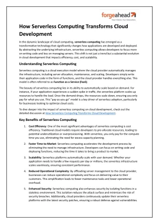 How Serverless Computing Transforms Cloud Development