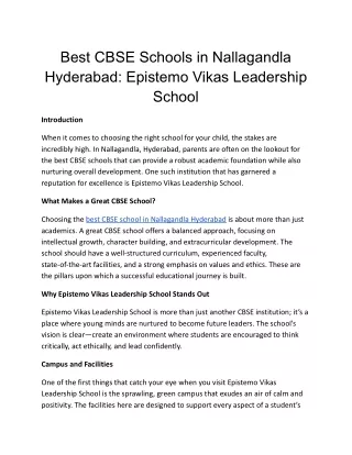 Best CBSE Schools in Nallagandla Hyderabad_ Epistemo Vikas Leadership School