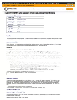 TECH4100 UX and Design Thinking Assignment Help | Gradespire