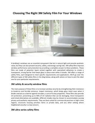 Choosing The Right 3M Safety Film For Your Windows