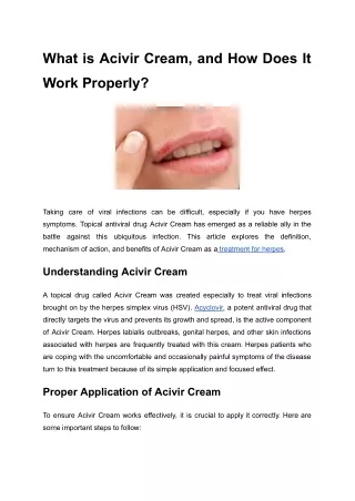 pdf What is Acivir Cream, and How Does It Work Properly