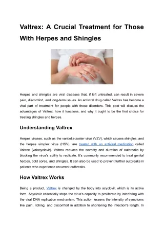 pdf Valtrex_ A Crucial Treatment for Those With Herpes and Shingles