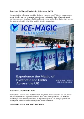 Experience the Magic of Synthetic Ice Rinks Across the UK