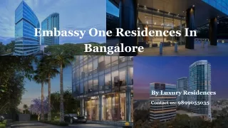 Embassy one residences for sale in Bellary Road, Bangalore