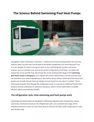 The Science Behind Swimming Pool Heat Pumps