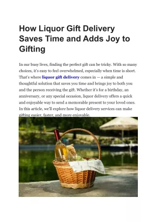 How Liquor Gift Delivery Saves Time and Adds Joy to Gifting