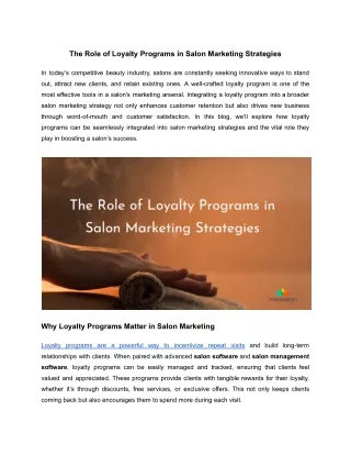 The Role of Loyalty Programs in Salon Marketing Strategies