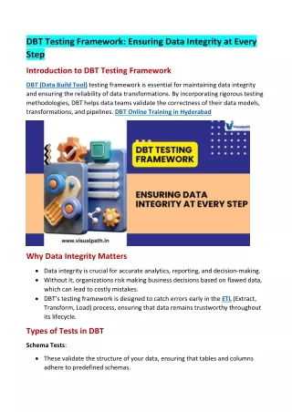 DBT Training Institute in Hyderabad | DBT Online Training