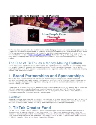 How People Earn Through TikTok Platform