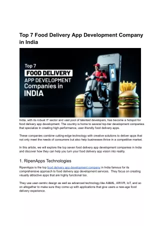 Top 7 Food Delivery app Development Company in India _ PDF