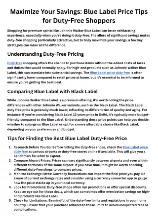 Maximize Your Savings: Blue Label Price Tips for Duty-Free Shoppers