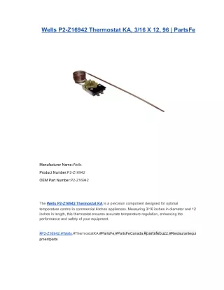 Wells P2-Z16942 Thermostat KA, 3_16 X 12, 96 _ PartsFe