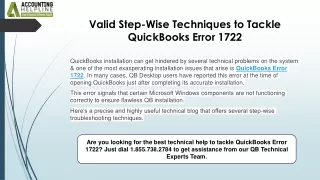 How to eliminate QuickBooks Error 1722