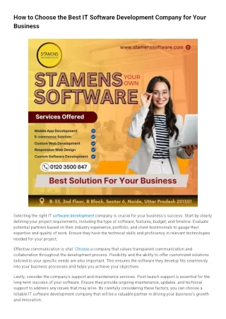 How to Choose the Best IT Software Development Company for Your Business