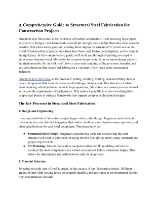 A Comprehensive Guide to Structural Steel Fabrication for Construction Projects