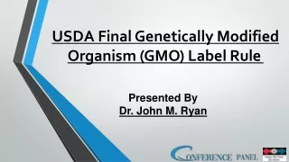 USDA Final Genetically Modified Organism (GMO) Label Rule