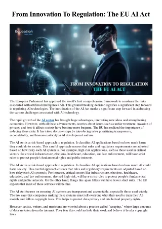 From Innovation To Regulation The EU AI Act