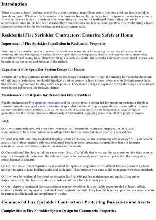 Residential vs Commercial: Differences in Hiring a Fire Sprinkler Contractor