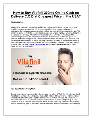 How to Buy Vilafinil 200mg Online Cash on Delivery COD at Cheapest Price in the USA