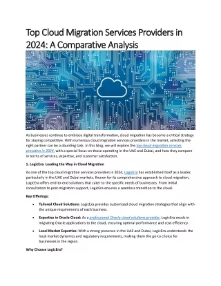 Top Cloud Migration Services Providers in 2024 - A Comparative Analysis