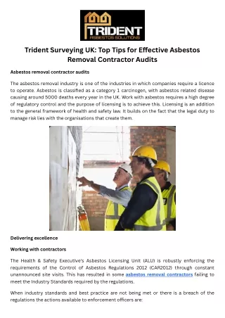 Trident Surveying UK: Top Tips for Effective Asbestos Removal Contractor Audits