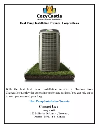 Heat Pump Installation Toronto Cozycastle.ca