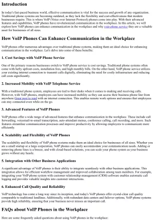 How VoIP Phones Can Enhance Communication in the Workplace