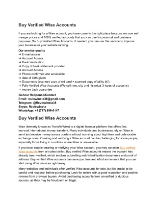 Buy Verified Wise Accounts 2024-2025