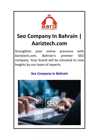 Seo Company In Bahrain  Aariztech.com