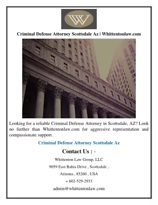 Criminal Defense Attorney Scottsdale Az  Whittentonlaw.com